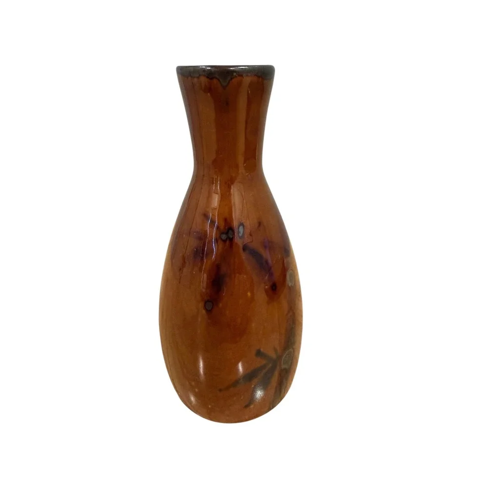 Otagiri Original Japan Hand Crafted Brown Bamboo Ceramic Bud Vase 5 Inch